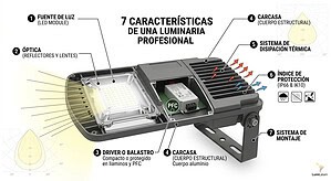 Significado de luminaria técnica y componentes. Garantía de producto para luminaria solar profesional con panel fotovoltaico y tecnología LED en Perú.