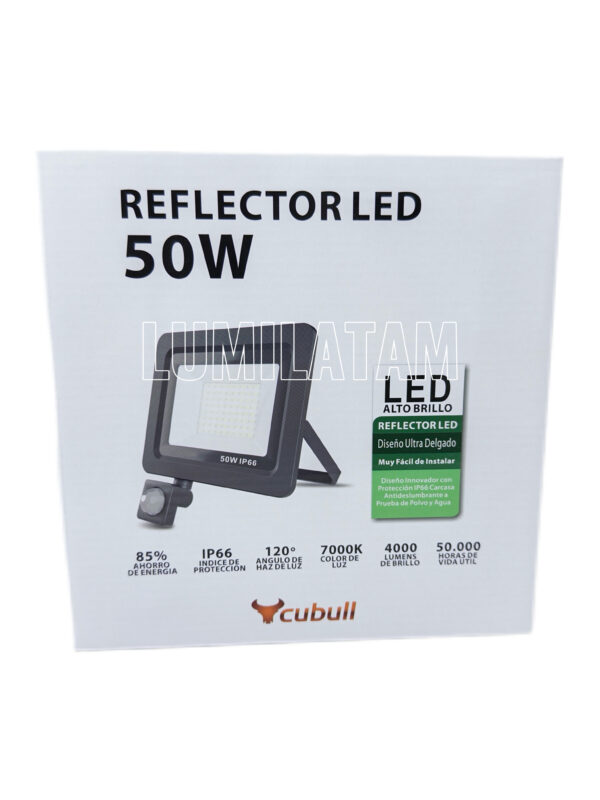 REFLECTOR 50W LED CON SENSOR MOVIMIENTO CUBULL - Imagen 2