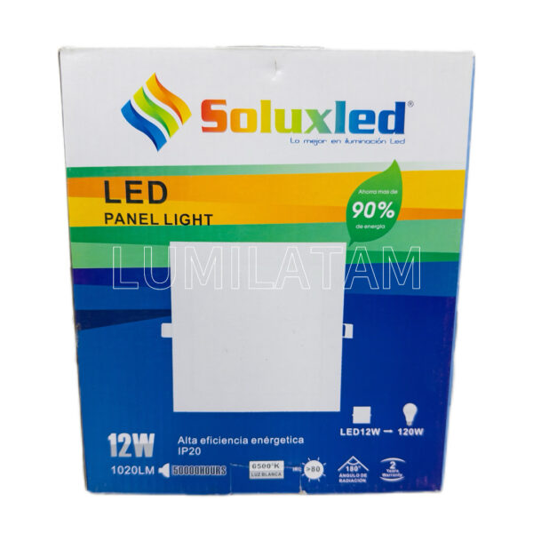PANEL LED EMPOTRABLE CUADRADO 12W SOLUXLED - Imagen 2