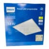 Panel LED empotrable Philips SmartBright RC048 de 34W, luz eficiente y uniforme, reemplazo ideal para fluorescentes T8 y T5, disponible en blanco cálido, neutro y frío, diseño compacto de 60x60 cm, voltaje 100–277V, garantía de 5 años.