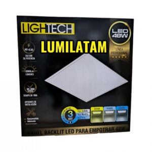 Panel LED profesional 48W Lighttech, luminaria LED cuadrada de alto rendimiento 5280 lúmenes con selector CCT para oficinas y comercios – LumiLatam