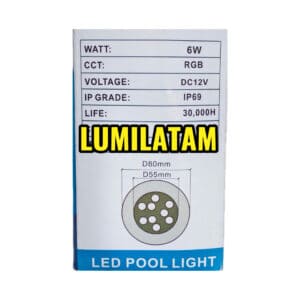 Mini luminaria LED acuática RGB 6W ampliable hasta 48W, foco subacuático multicolor con detalles tecnicos – LumiLatam