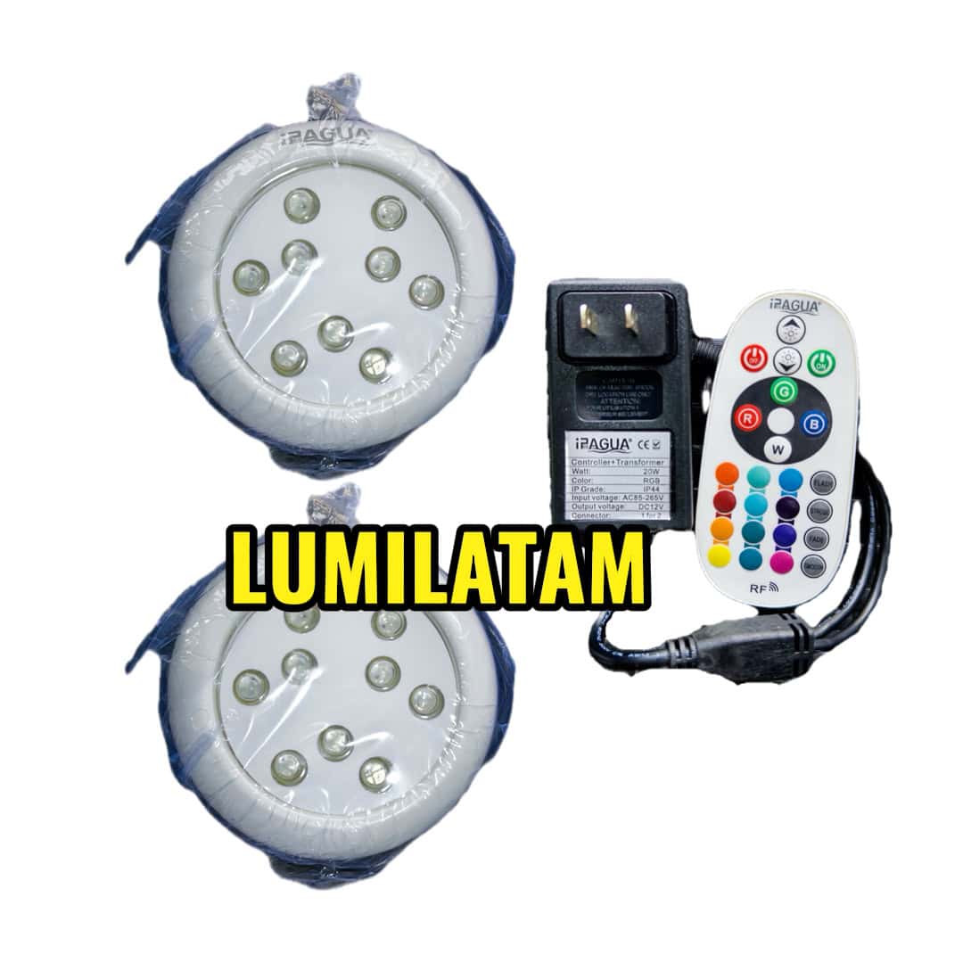 LUMINARIA PISCINA ACUATICA 12W RGB IP68 1 Luminaria LED acuática RGB 12W subacuática para piscina