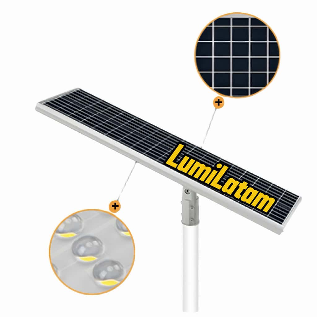 Panel solar para iluminación exterior y energía renovable.