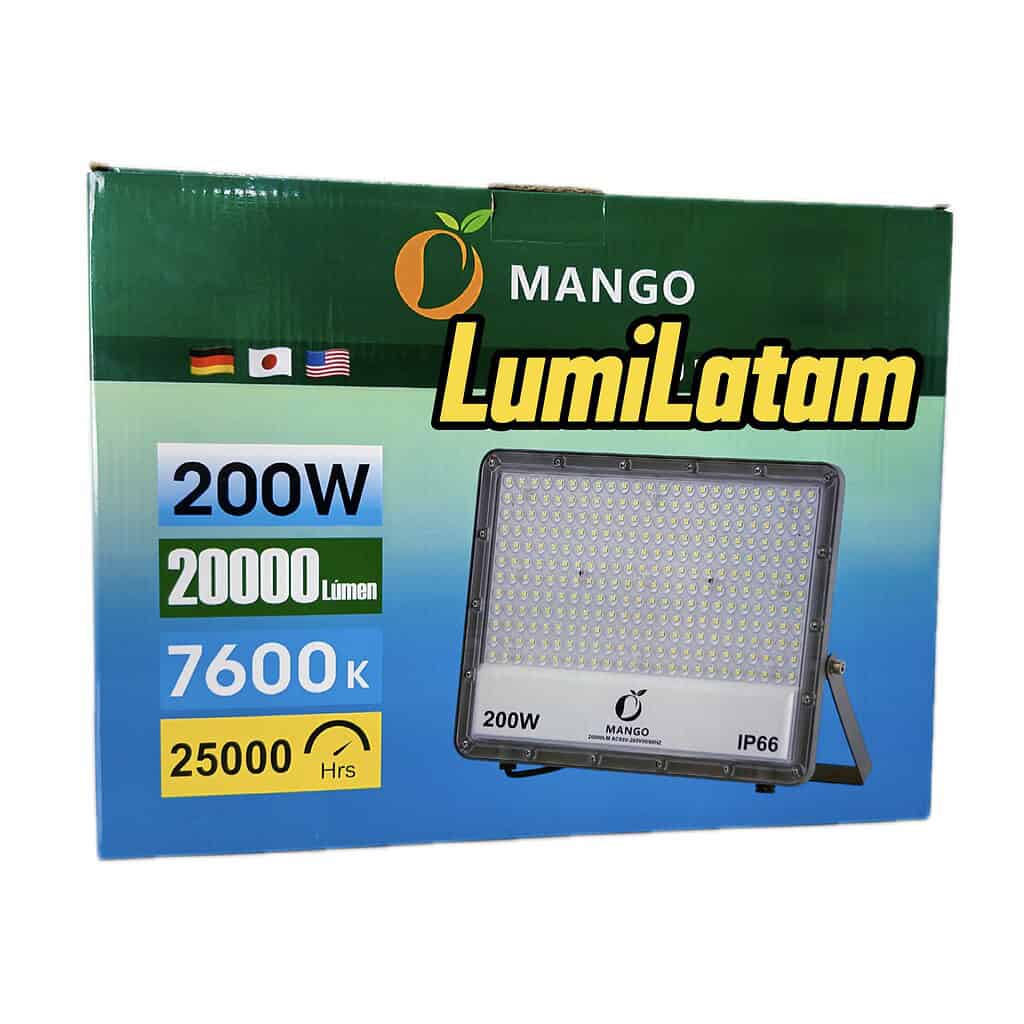 ¿Qué son los lúmenes? 1 Reflector LED Mango de 200W, la solución definitiva para iluminación de grandes superficies que demandan un rendimiento industrial sin compromisos. Gráfico explicativo sobre qué son los lúmenes y su eficiencia: Este robusto equipo genera un masivo flujo de 20,000 lúmenes con una temperatura de color de 7600K, proporcionando una luz blanca fría de máxima claridad para estadios, complejos industriales y amplios perímetros de seguridad.