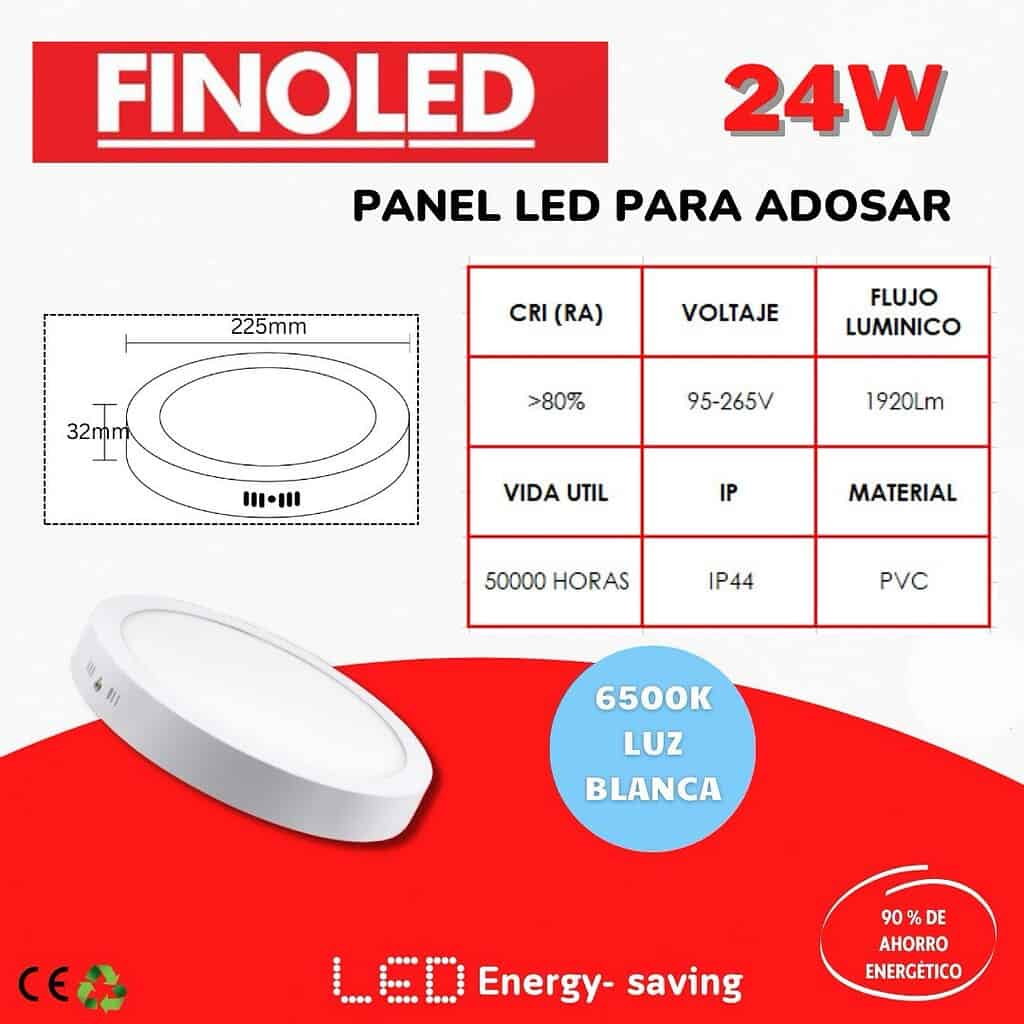 Panel LED Finoled de 24W, la solución de iluminación profesional que solo encontrarás en LumiLatam.com. Este panel circular de alto rendimiento está diseñado para quienes necesitan una cobertura lumínica amplia y potente, garantizando un ahorro energético del 90% en comparación con sistemas tradicionales. Con una impresionante vida útil de 50,000 horas y un sistema de fácil instalación, el modelo Finoled de 24W es perfecto para renovar oficinas, locales comerciales o áreas amplias del hogar con un acabado limpio y minimalista.