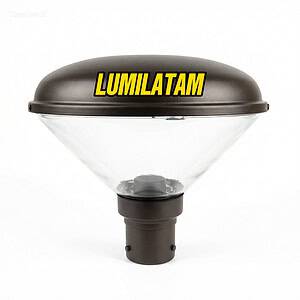 Luminaria LED de exterior con marca Lumilatam, eficiente y duradera.