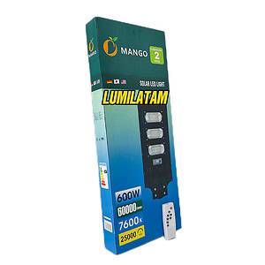 Increíble Luminaria Solar 600W Mango de 60,000 lúmenes y 7600K para alumbrado público profesional