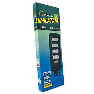 Increíble Luminaria Solar 800W Mango de 80,000 lúmenes con tecnología 7600K y 2 años de garantía profesional