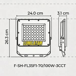 Increíble Reflector LED Skyline ajustable de 70W a 100W con 12000 lúmenes y tecnología 3CCT para grandes áreas