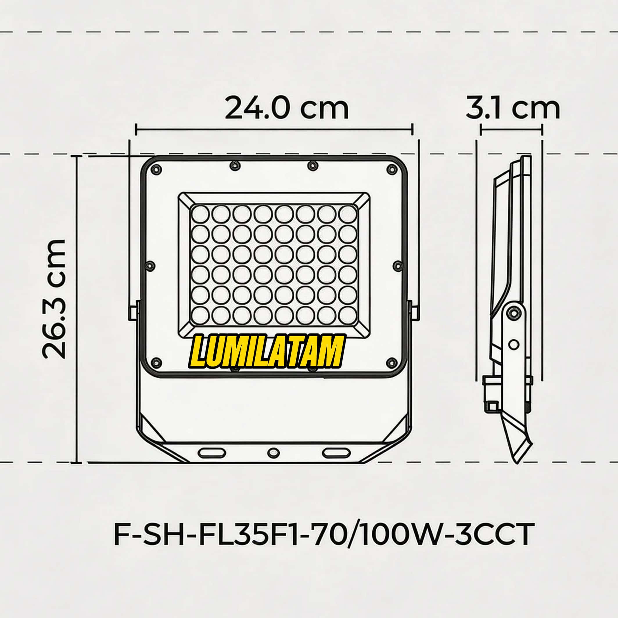 REFLECTOR LED SKYLINE 70W/100W 2 Increíble Reflector LED Skyline ajustable de 70W a 100W con 12000 lúmenes y tecnología 3CCT para grandes áreas
